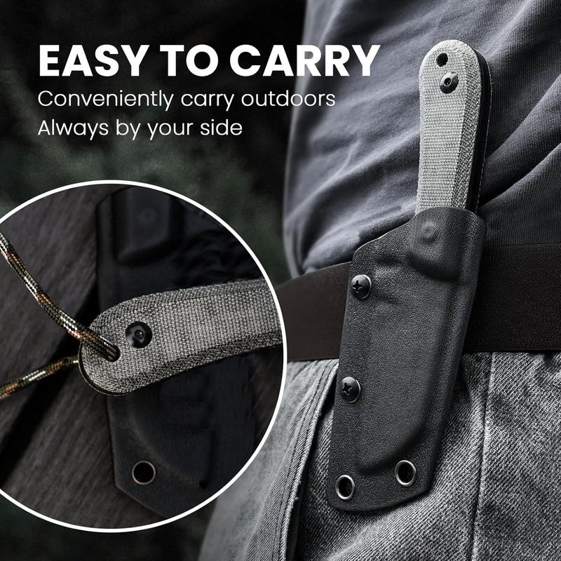 KIZER Deckhand Fixed Blade Hunting Knife with Sheath, D2 Blade Camping Knife G10+Micarta Handle Lightweight EDC Fixed Blade for Men Women, Knives for Hunting Survival 1062A2 - Image 4